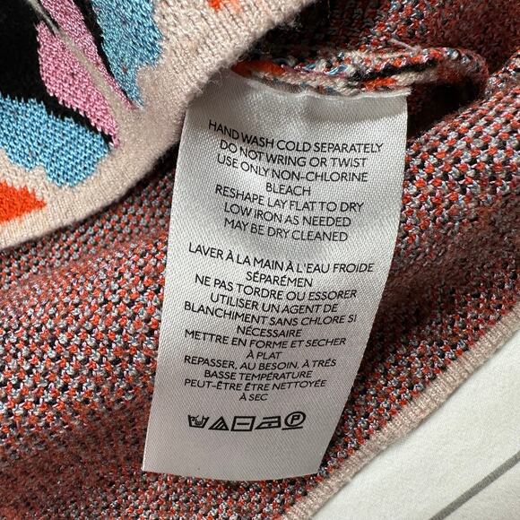 Anthropologie Maeve Carys Sweater Womens XS Orange Black Mock Neck Artsy Knit - Picture 7 of 9